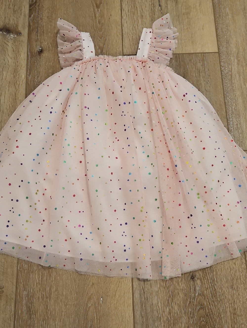 Pippa & Julie Pink Tulle Party Dress with Multicolor Dots